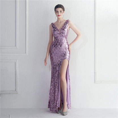 Dress Sexy Colorful Sequined Night Club Dress Long Evening Dress