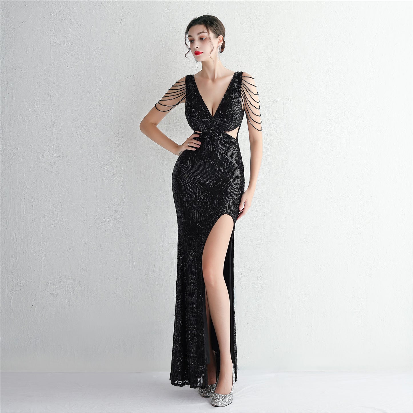 Women Sequin Slim Fit Evening Party Dress Long Cocktail Slim Fit Evening Dress Elegant Fishtail Dress Cool Beautiful