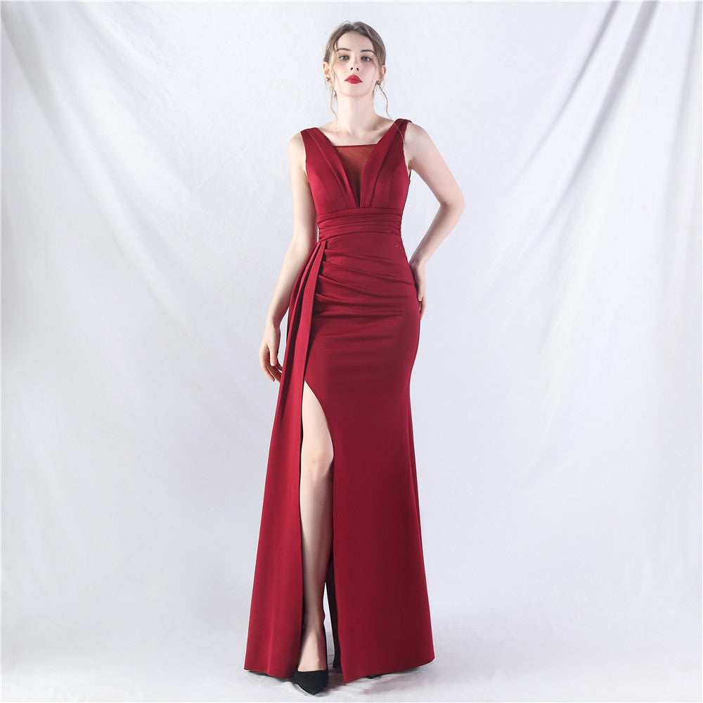 Available Folding Craft Satin Evening Dress