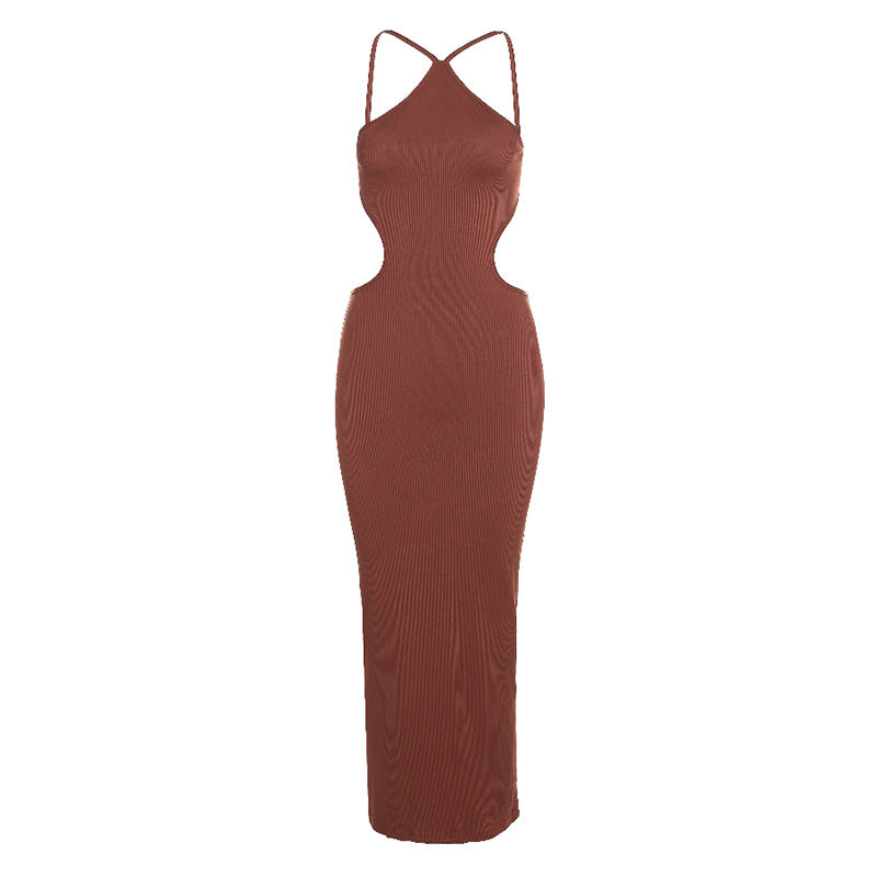 Maxi Primavera Verano Mujer Maxi Sexy espalda descubierta encaje hasta Halter vaina vestido delgado Mujer