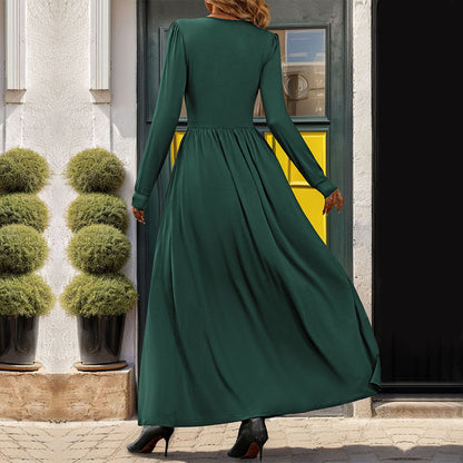 Robe Slim fendue de couleur unie pour femmes, vêtements d'automne