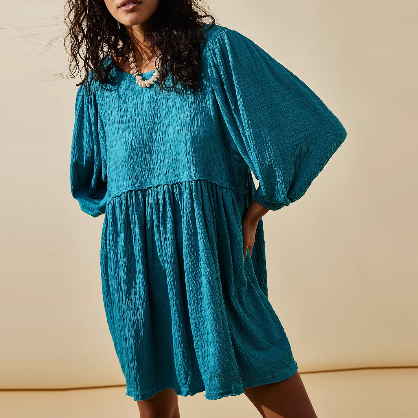 Dress Women Summer Loose Lantern Sleeve Casual Dress