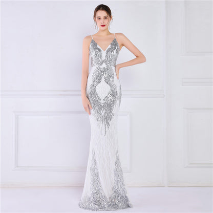 Robe de soirée à paillettes en queue de poisson pour célébrités sur Internet, activité de cocktail, modèle de voiture, étiquette