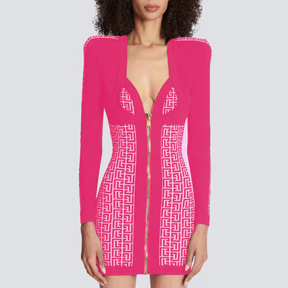 Vestido de fiesta elegante de estilo socialité con vendaje clásico de Jacquard para mujer sexy