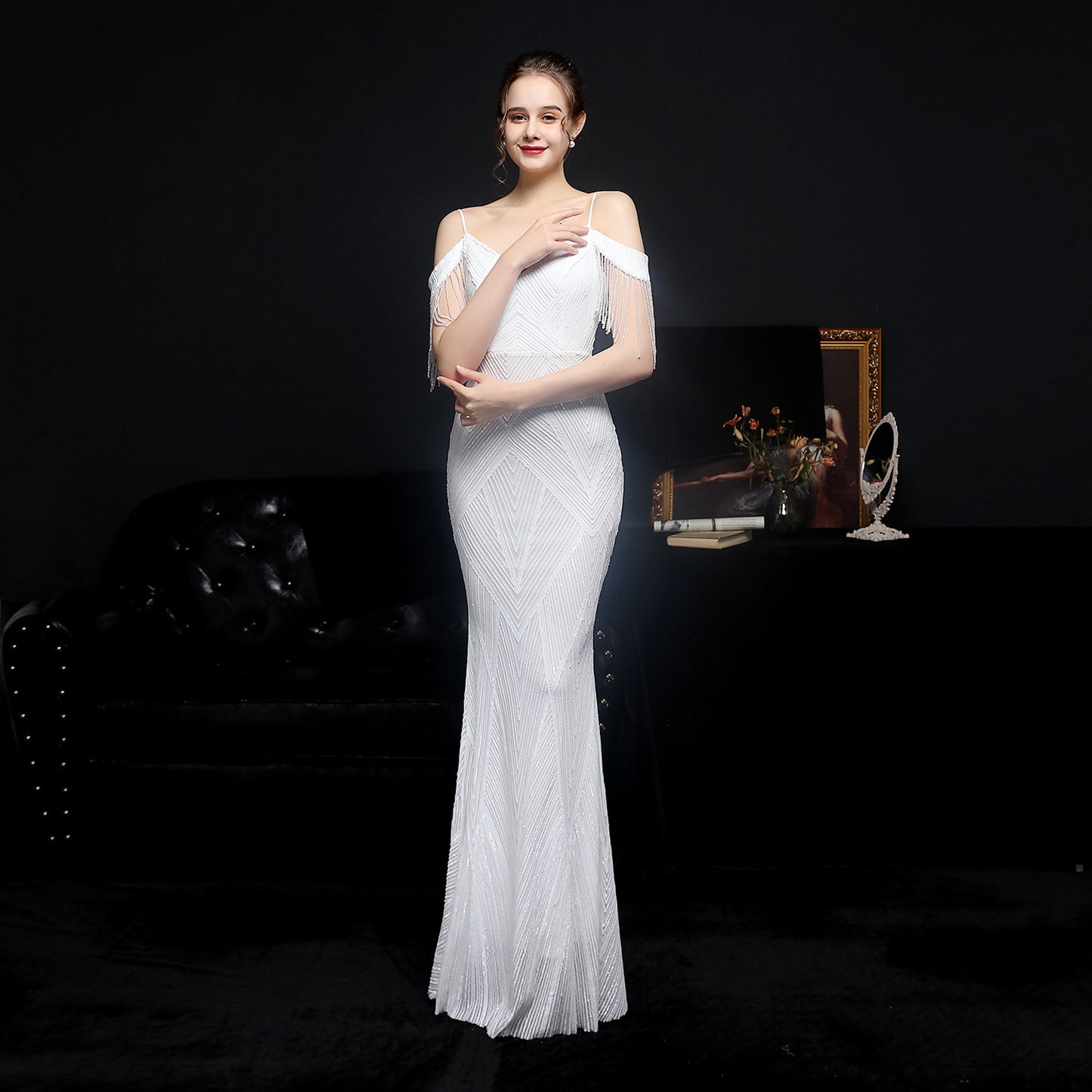 Sequined Fishtail Formal Dress Performance Banquet Car Model Etiquette Evening Dress Formal Gown