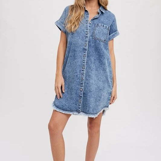 Printemps été femmes lâches Cardigan Denim robe à manches courtes