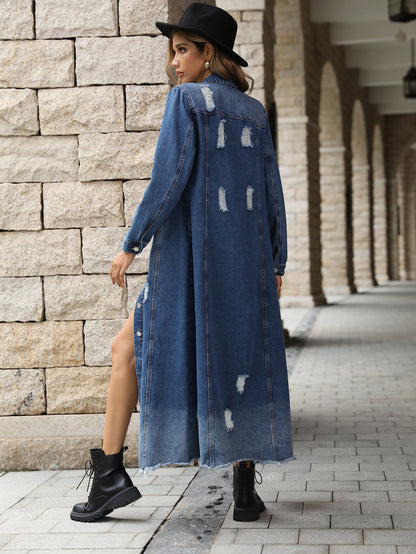 Robe en jean rétro à manches longues pour femmes, amincissante, contrôlée à la taille