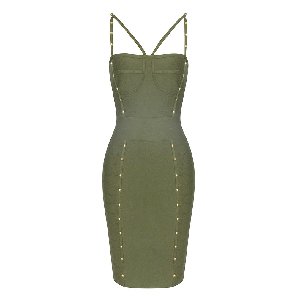 Dress Summer Bandage Dress Vintage Sexy Strap Cross Hip Dress for Women