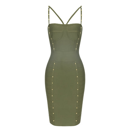 Dress Summer Bandage Dress Vintage Sexy Strap Cross Hip Dress for Women