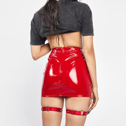 Jupe en cuir Sexy pour boîte de nuit Y2g Millennium Faux cuir jupe de hanche de rue femmes