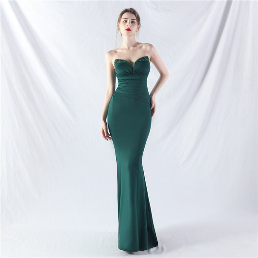 Satin Heavy Industry Beading Craft Dress