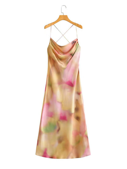 Robe à bretelles tie-dye pour femme, nouvelle collection printemps