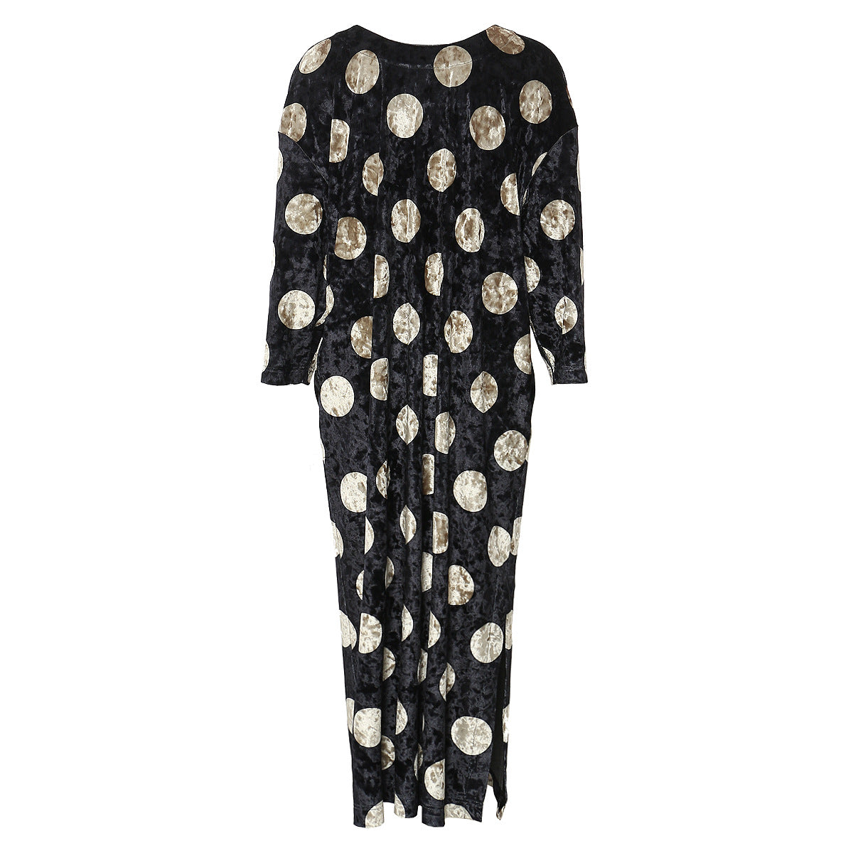 Loose Version Polka Dot Gold Two Tone Flocking Diamond Velvet Dress Women