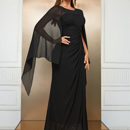 Maxi Dress Chiffon Long Sleeve Split Dress Irregular Asymmetric Sleeve Dress