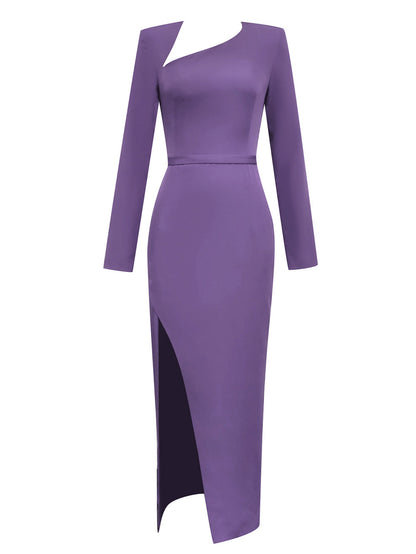 Robe d'été Simple et Sexy à manches longues, violette, asymétrique irrégulière, robe pour femmes