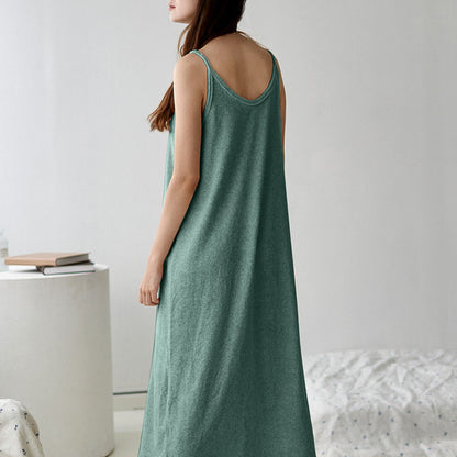 Robe camisole longue à grand col en U, pyjama en tissu pelucheux pour femmes, ample, adapté à un usage quotidien, printemps-automne