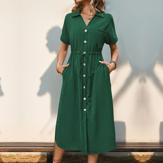 Robe chemise à col pour femmes, vêtements d'été