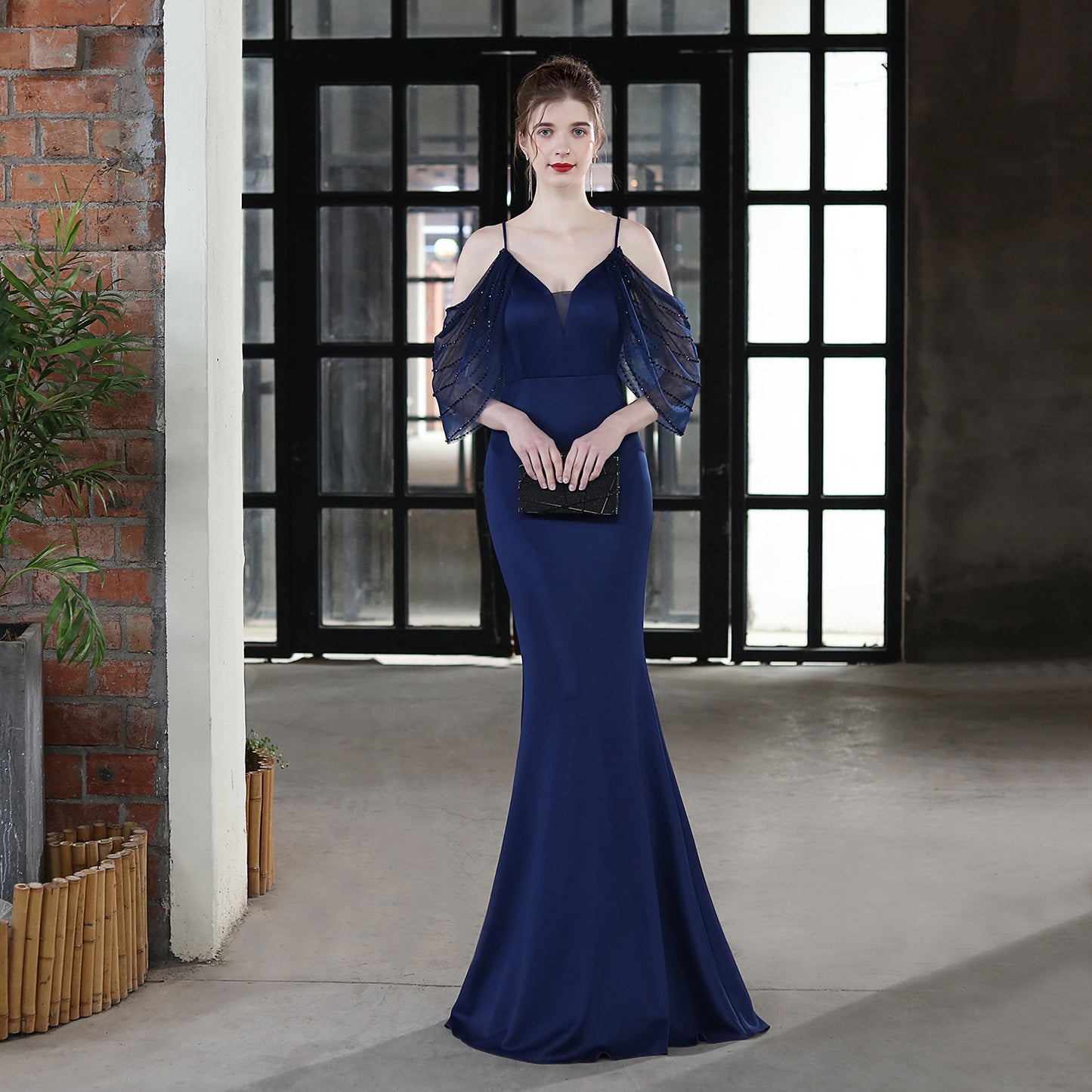 Wedding Toast Dress Bride Long Sling Appreciation Dinner Slim-Fit Fishtail Car Model Exhibition Dress Formal Gown