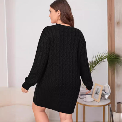 Robe pull en laine pour femmes, vêtements personnalisés, une pièce, col en V, tricotée, sans ceinture