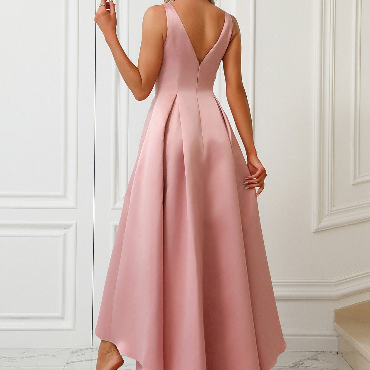 Femmes élégantes dame Satin grande robe Barbie robe de princesse coupe ajustée robe de soirée robe