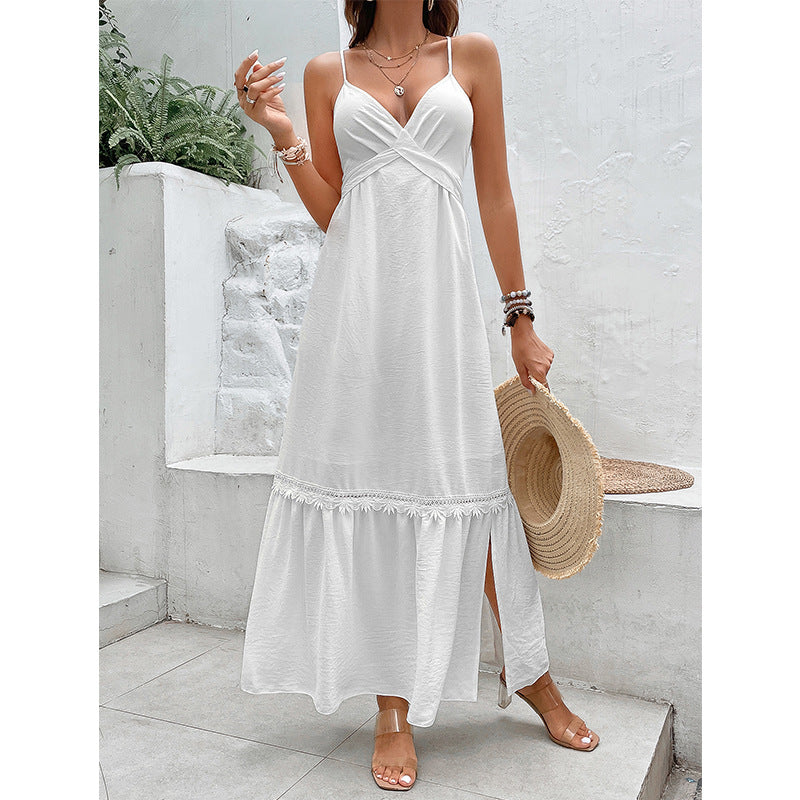 Robe de vacances blanche pour femmes, ample, amincissante, dos nu, Sexy