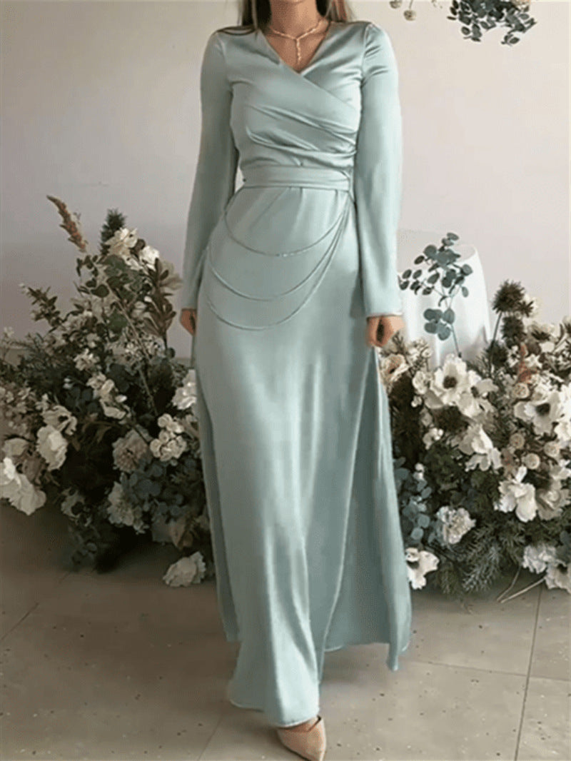 Women Spring Summer Chain Evening A Line Maxi Dress