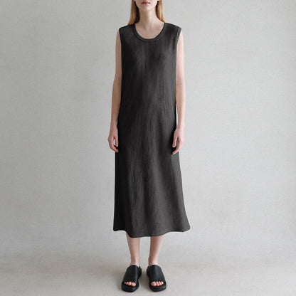 Sleeveless Dress French Waffle Texture Skin Friendly Vest Dress Simple Thin A line Maxi Dress Women Clothing