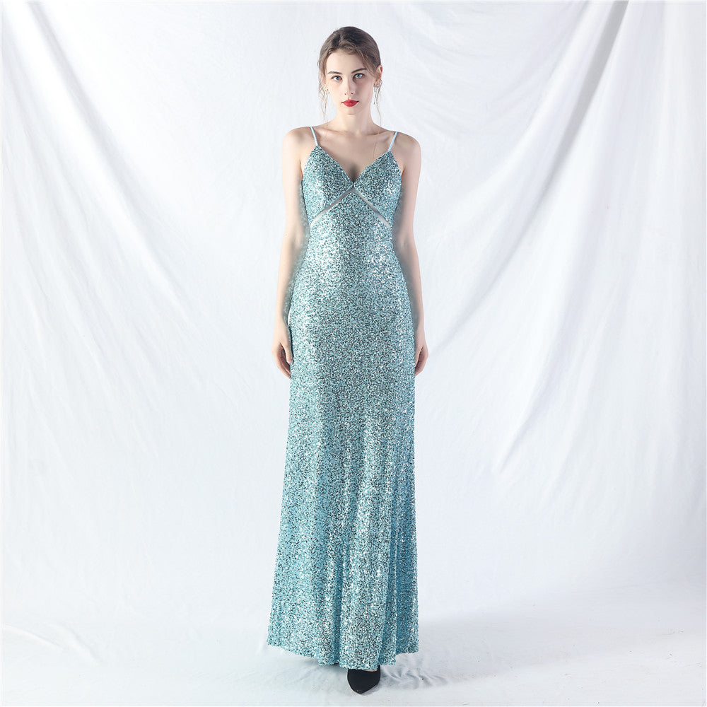 A line Large Hem Dress Daily Wearable Sequined Dress