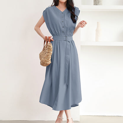 Popular Summer Chiffon Dress Women Popular Gentle Elegant Slimming Waist Beautiful Overknee Dress