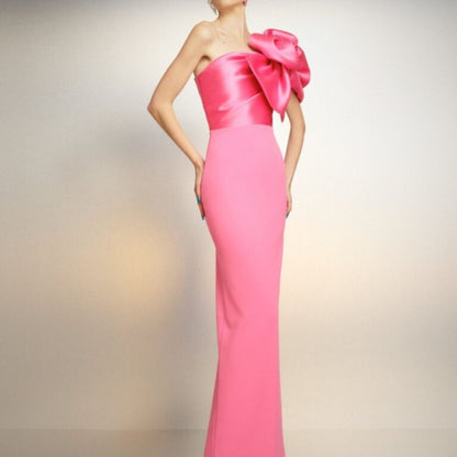 Robe longue bandage rose