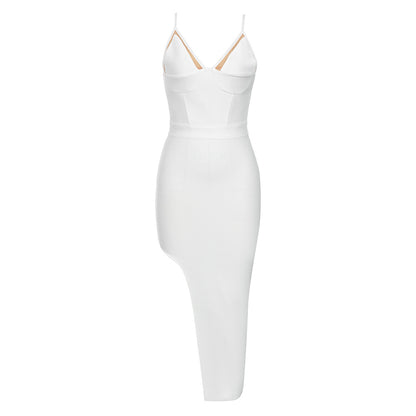 Vestido Bandage Vestido Sencillo Sexy Tirantes Tirantes Espalda Descubierta Abertura Vestido Delgado Mujer