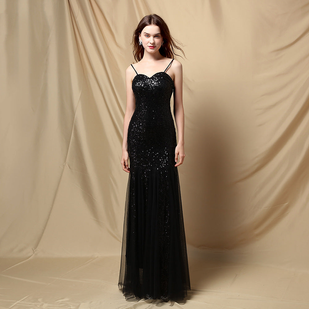 Women Dress Bride Long Sling Dinner Slim Fit Fishtail Dress