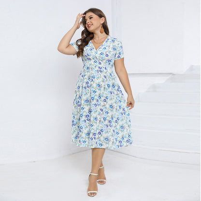 Vestido floral de gasa con cintura elástica para niñas