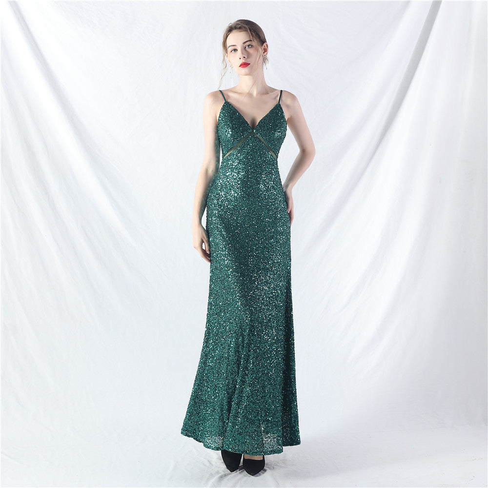 A line Large Hem Dress Daily Wearable Sequined Dress