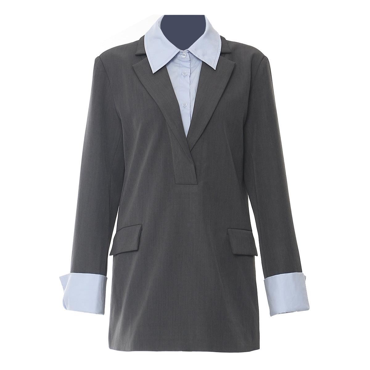 Automne couture couleur correspondant conception ample Blazer hauts femmes