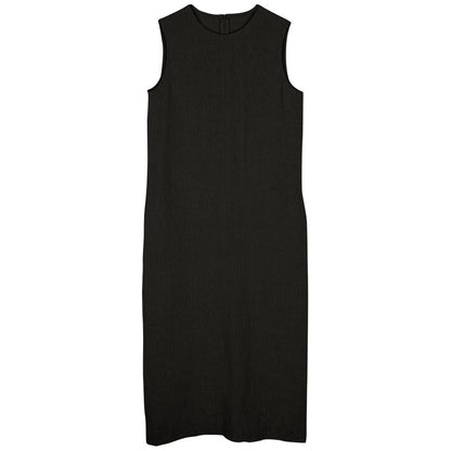 Robe gilet sans manches en lin pur de haute qualité, simplicité française, fente dans le dos, robe de bureau mi-longue, vêtements pour femmes sans ceinture