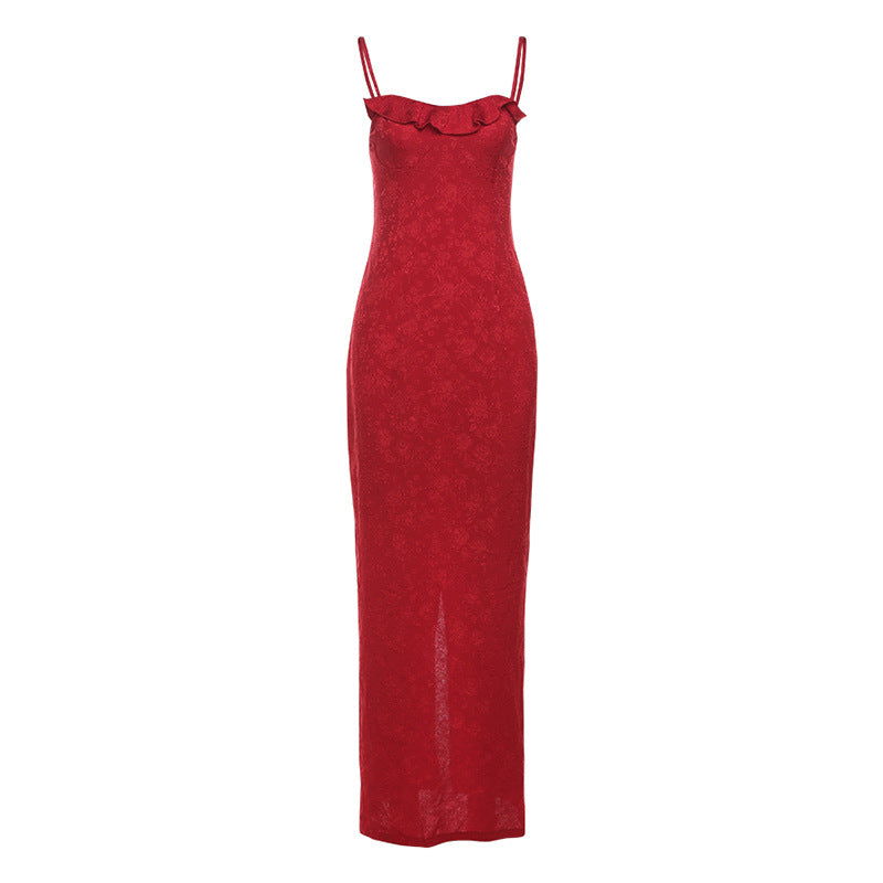 Robe d'été élégante pour femmes, vêtements de haute qualité, coupe cintrée, dos nu, fendue, couleur unie, robe Maxi