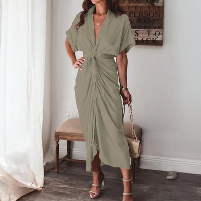 Robe Sexy à Double boutonnage pour femmes, vêtements printemps été, col en V