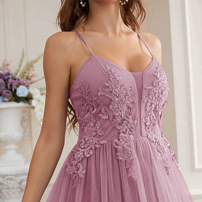 Sexy Sling Dress Embroidered Sexy Mesh Lace Swing Fresh Fairy Dress