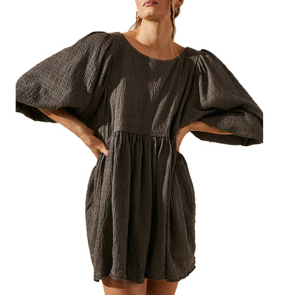 Dress Women Summer Loose Lantern Sleeve Casual Dress