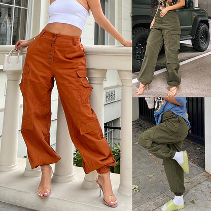 Fall Winter Overalls Women Casual Pants Jeans Sexy Straight Cargo Trousers