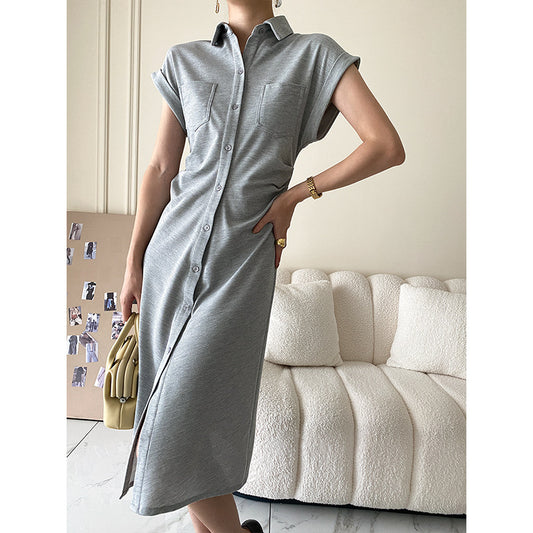 Robe à col Polo français pour femmes, mi-longue, élégante, haut de gamme, été