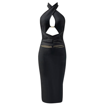 Dress Bandage Dress Sexy Retro Cross Strap Backless Slim Dress Women