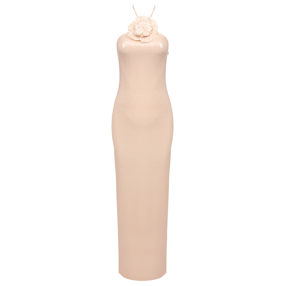 Robe de soirée d'été, Niche rose abricot, élégante, Slim, Sexy, vêtements pour femmes