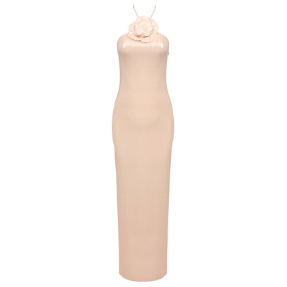 Summer Evening Dress Niche Apricot Pink Dress Elegant Slim Sexy Women Clothing