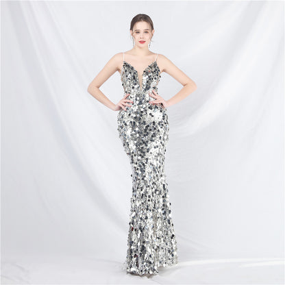 Women High End Strap Long Evening Dress