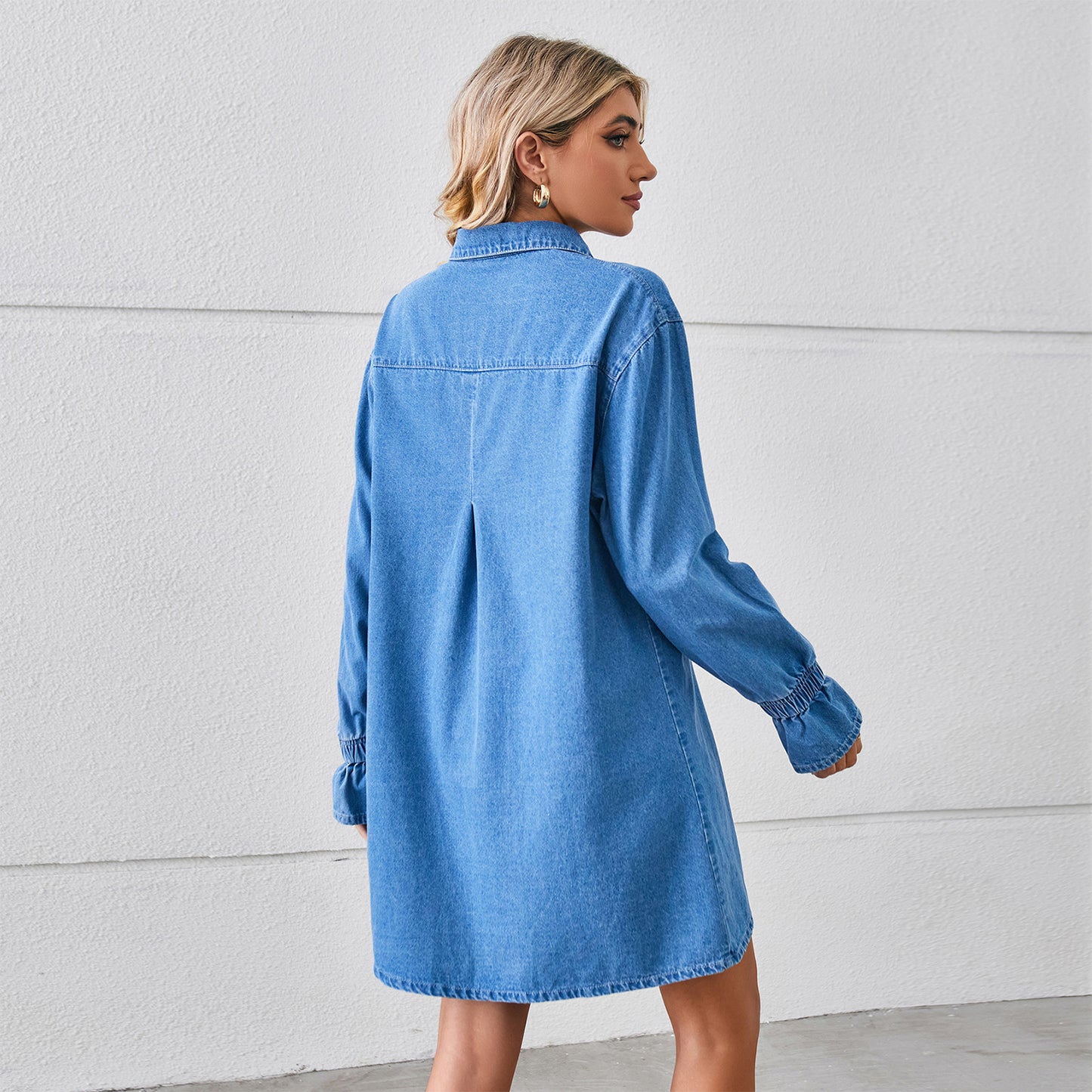 Loose Wash Denim Dress Top Midi Dress