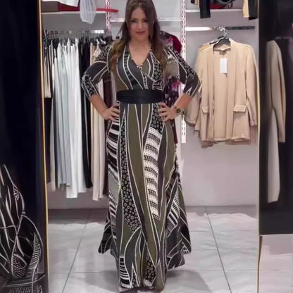 Vestido de mujer con cuello en V estampado de verano