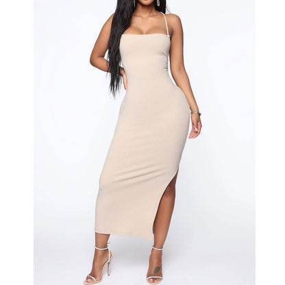 Vestido de verano ajustado y sexy con tirantes para mujer, vestido sexy con cordones y espalda descubierta