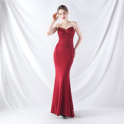 Craft Dress Sexy Off Shoulder Tube Top Satin Evening Dress